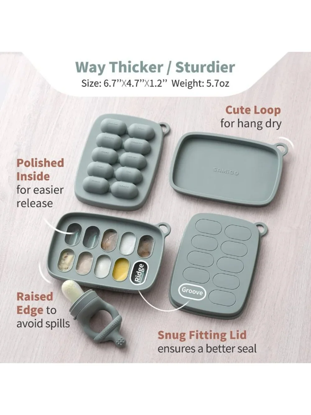 Baby Food Feeder & Breastmilk Popsicle Mold Set - Silicone Teether & Pacifier